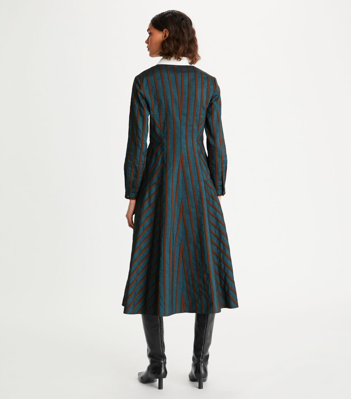 قميص قماش مخطط خفيف الوزن tory burch قميص قماش مخطط خفيف الوزن