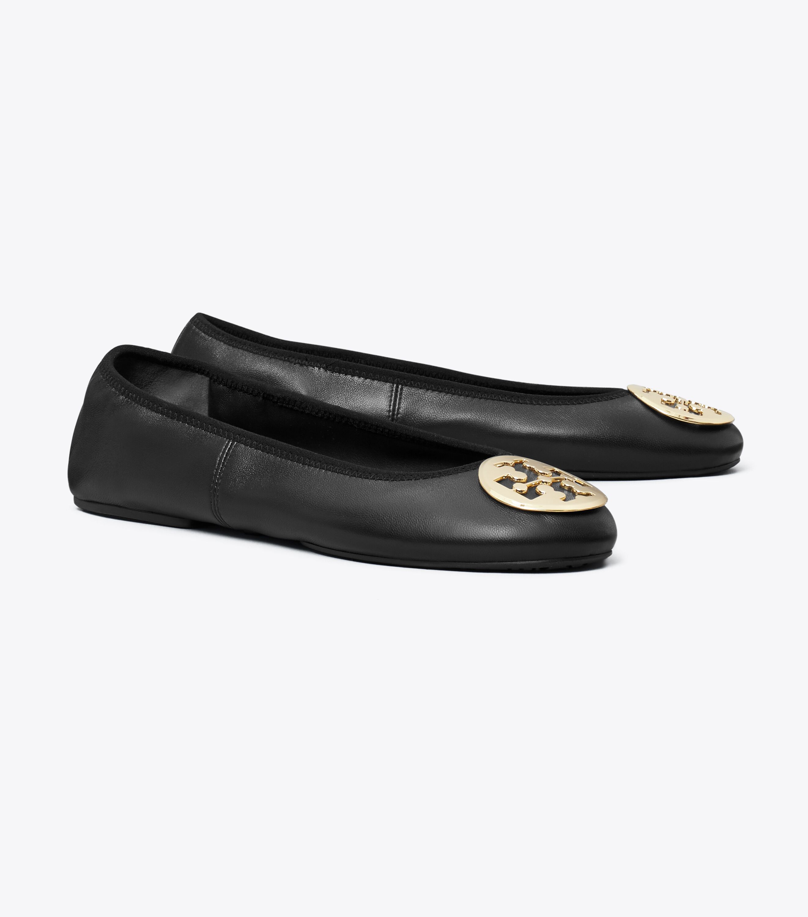 新品未使用Tory Burch Classic Reva Ballet 8 Reva Travel Ballet, Perfect Black / Gold | Tory Burch UAE