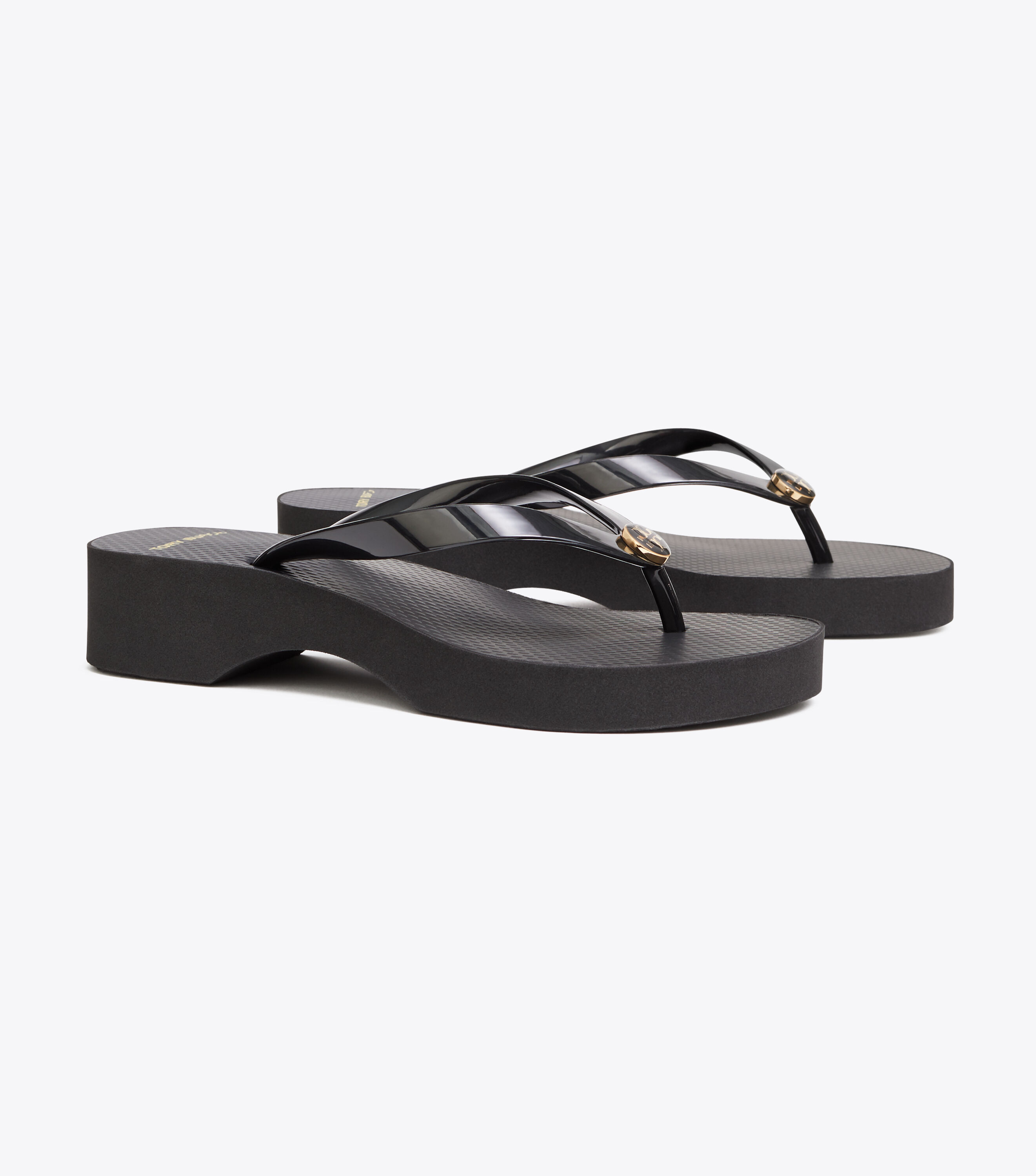Tory burch black wedge flip flops shop