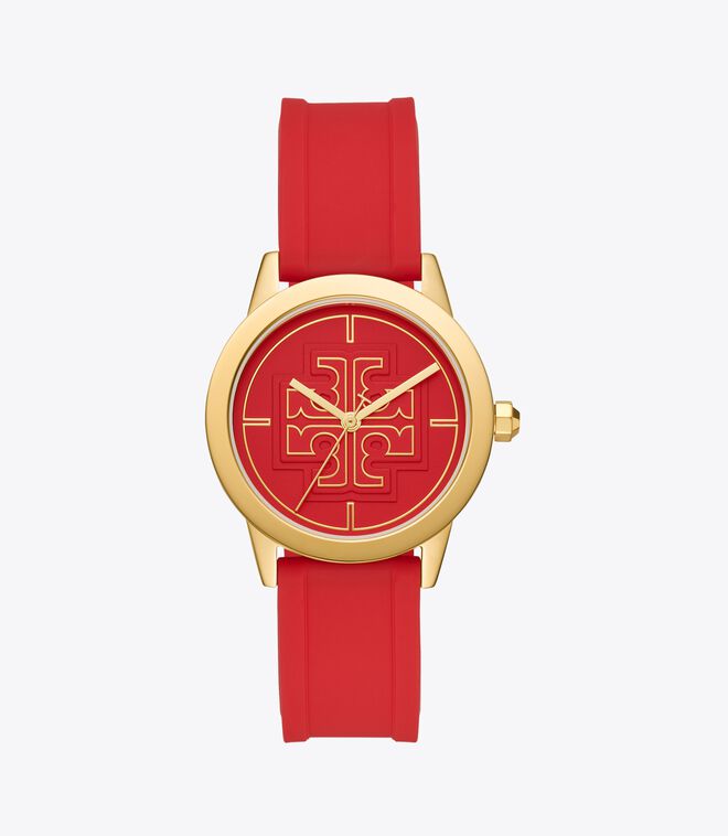 Gigi Watch, Red Silicone/Gold Tone, 36 X 42 MM