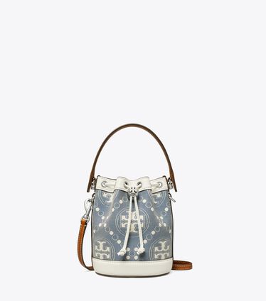 Mini T Monogram Denim Bucket Bag