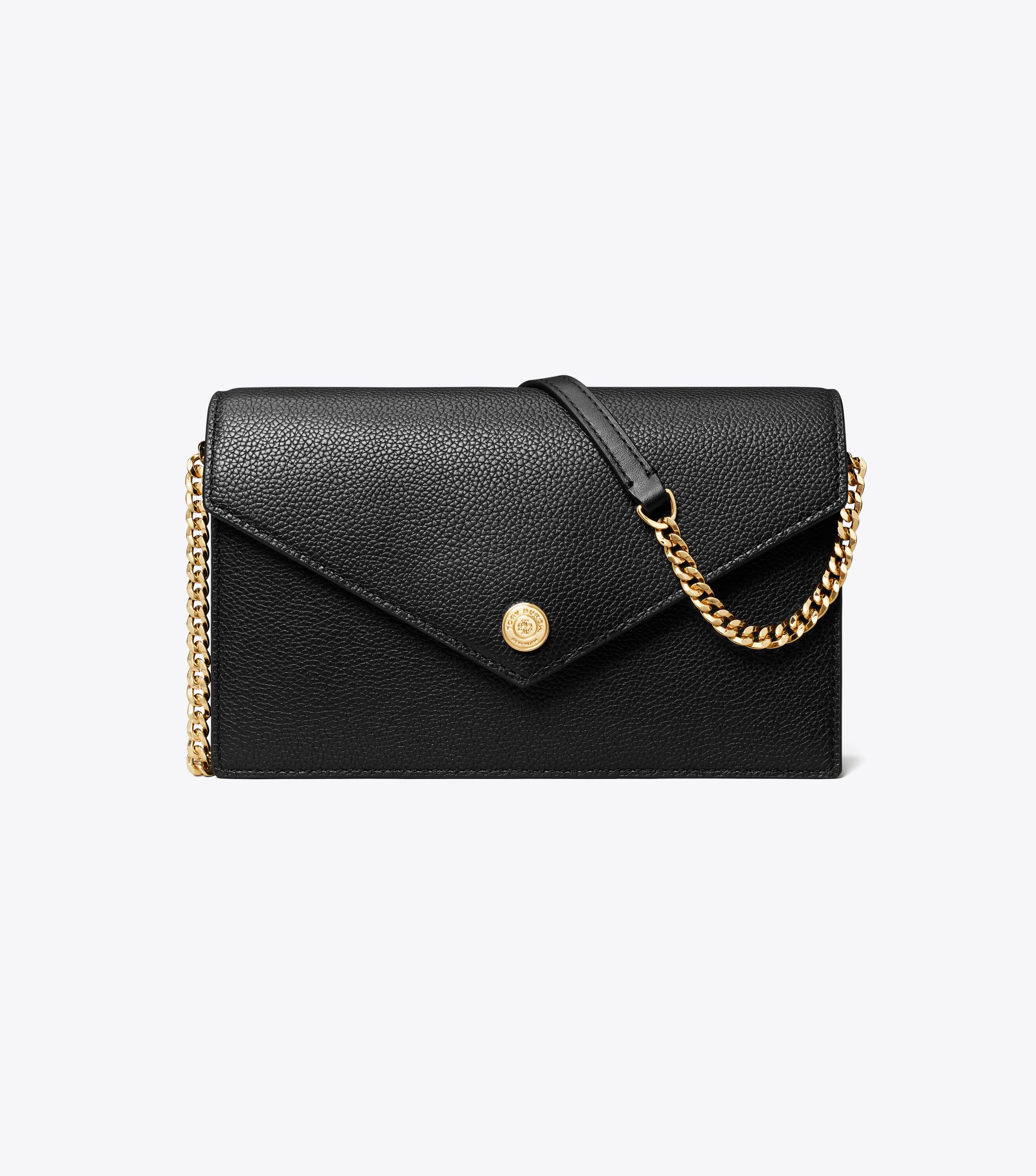 Pebble Envelope Chain Wallet, Black | Tory Burch UAE