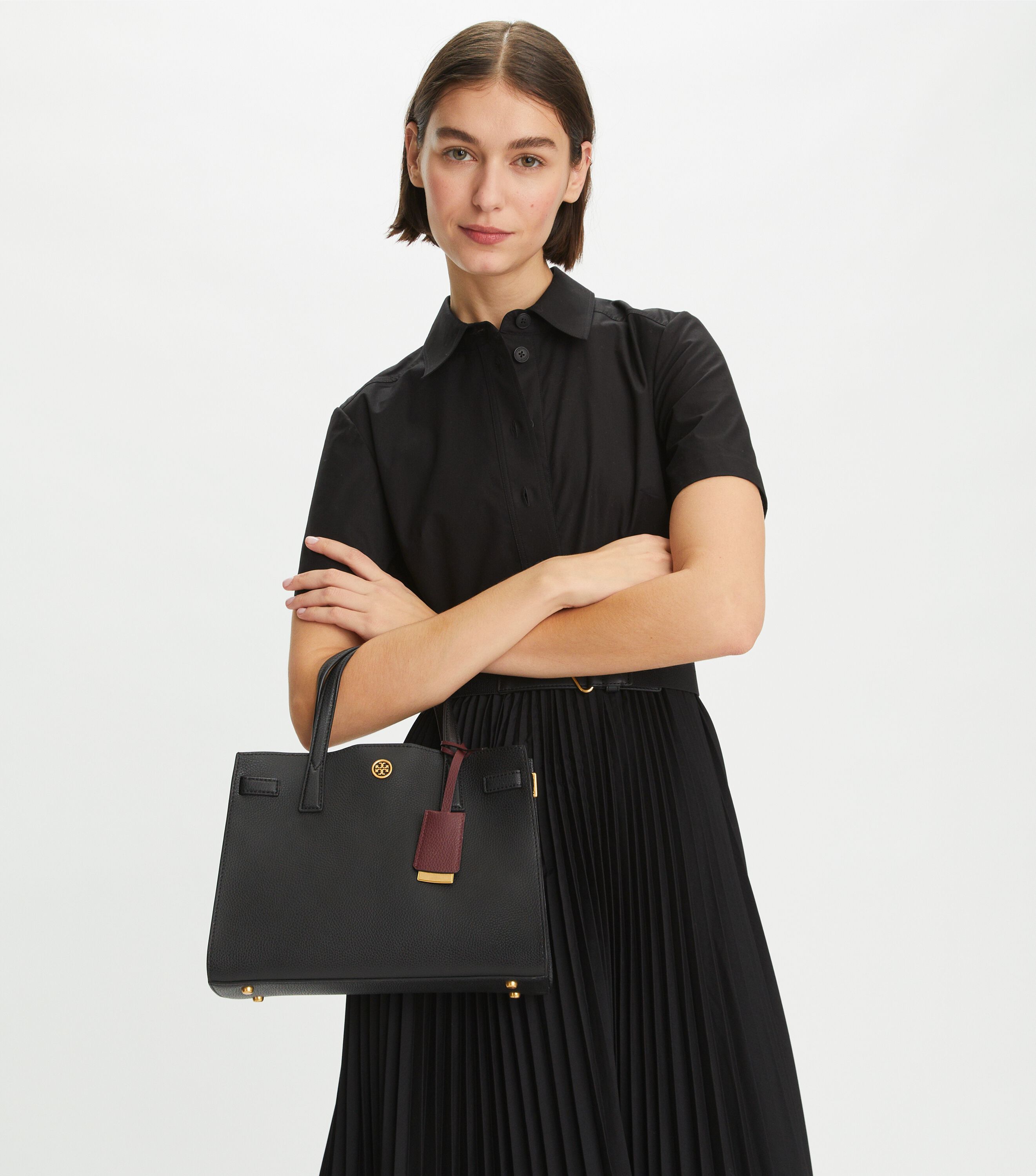 Tory burch robinson satchel black on sale