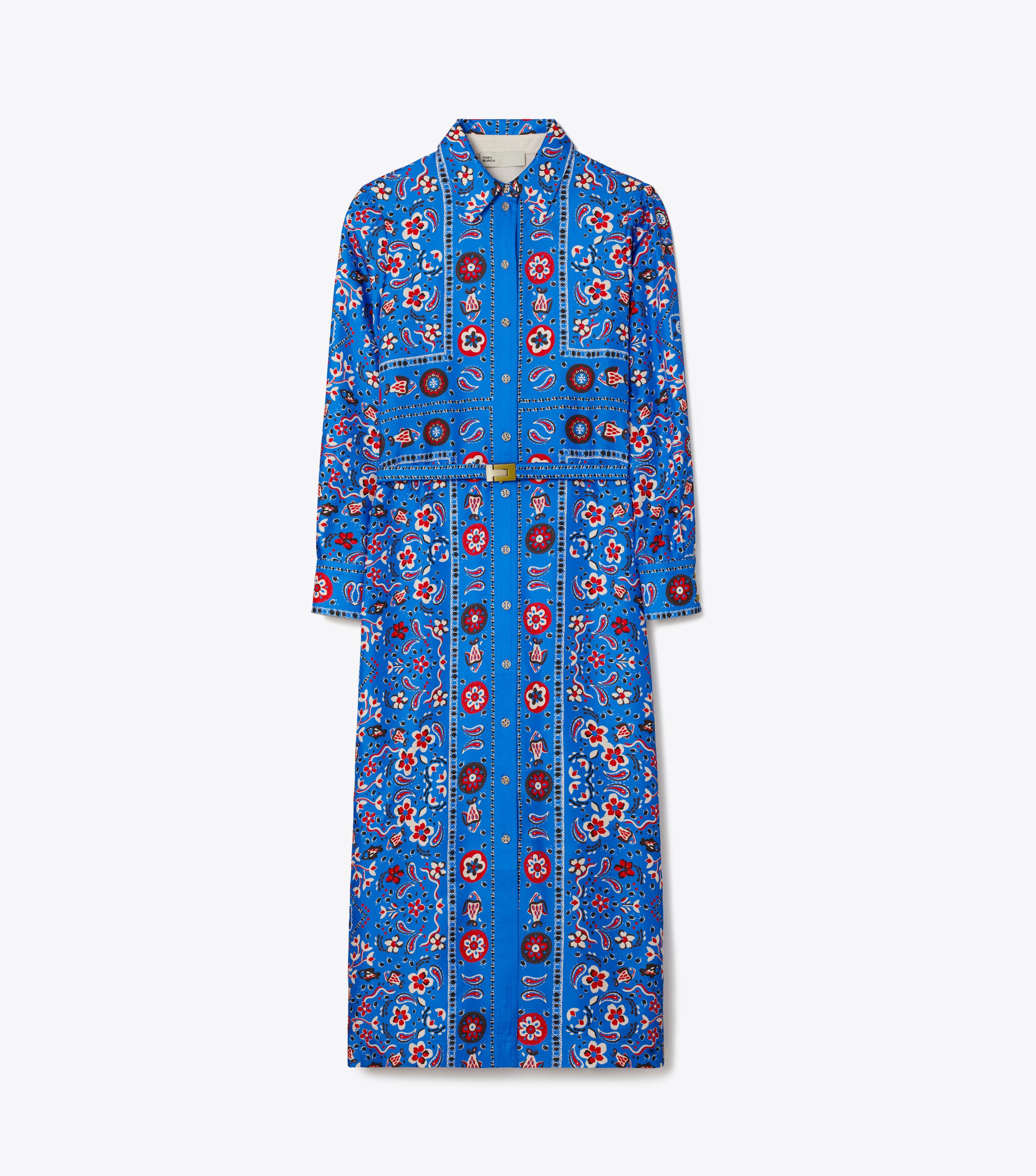 ワンピース Tory Burch Printed Silk Chemisier Dress Printed Silk Shirtdress, Cobalt Blue Pisces Dream | Tory