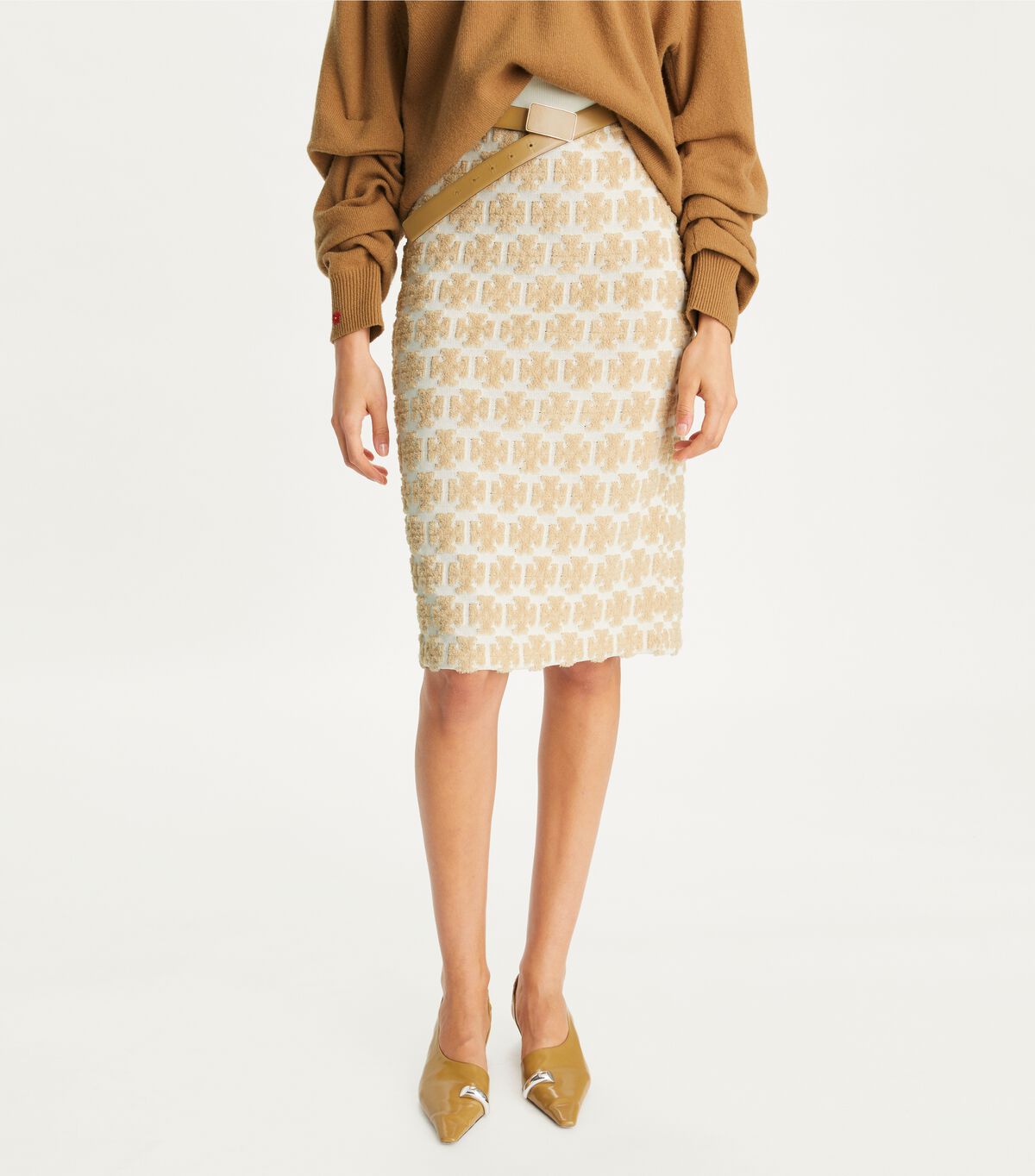 tory burch logo boucl skirt