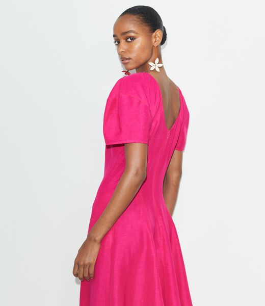 tory burch balloon sleeve linen dress