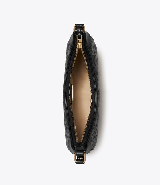 tory burch t monogram leather crescent bag