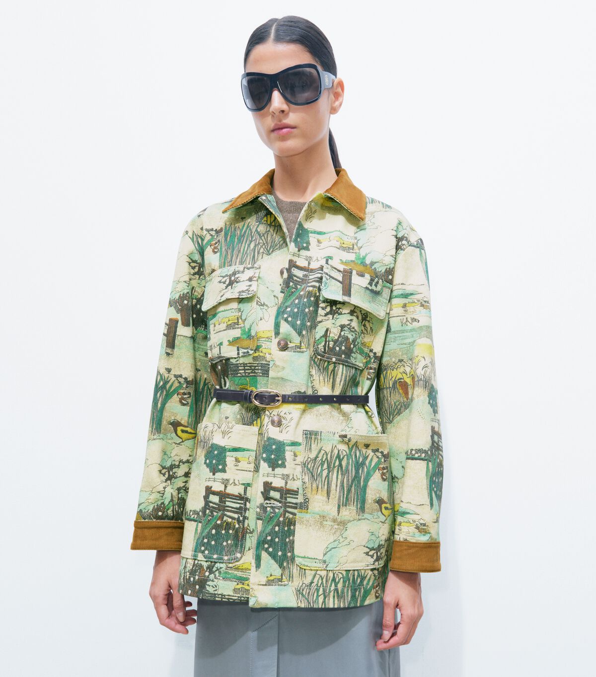 Printed Denim Barn Jacket tory burch printed denim barn jacket
