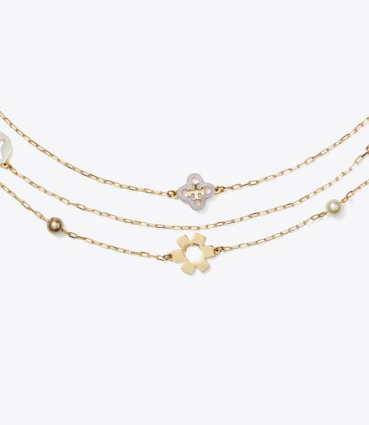 tory burch kira clover triple strand necklace