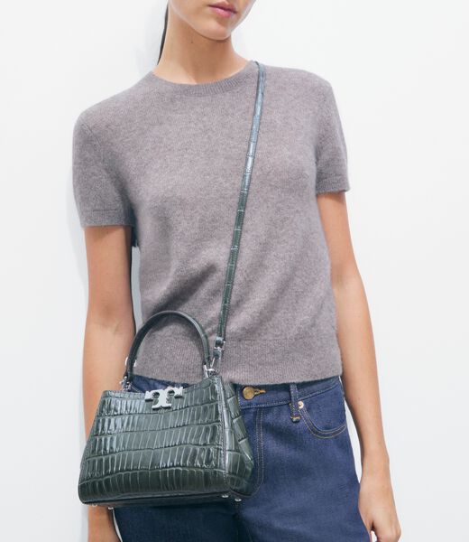 tory burch mini eleanor croc embossed satchel