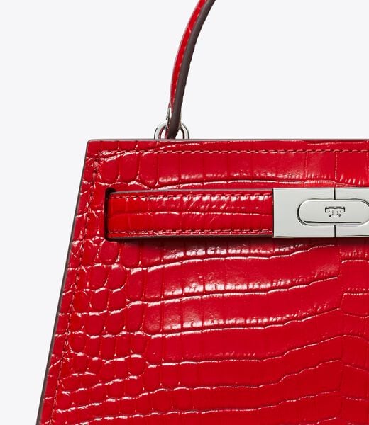 tory burch mini lee radziwill croc embossed top handle bag