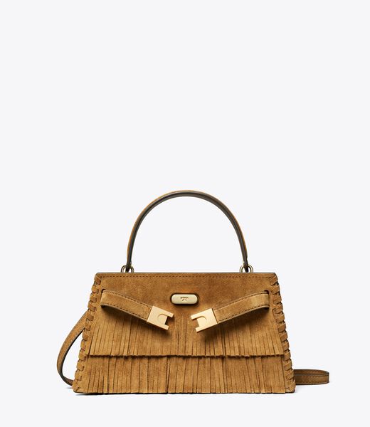 tory burch حقيبة ميني لي رادزيويل من جلد الغزال ومقبض علوي