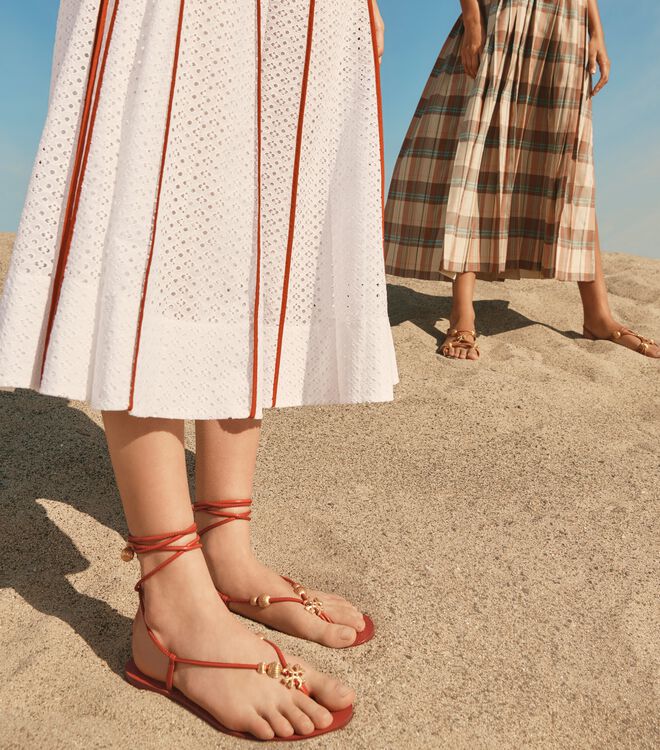 Capri Flat Lace Up Sandal | Shoes | Tory Burch