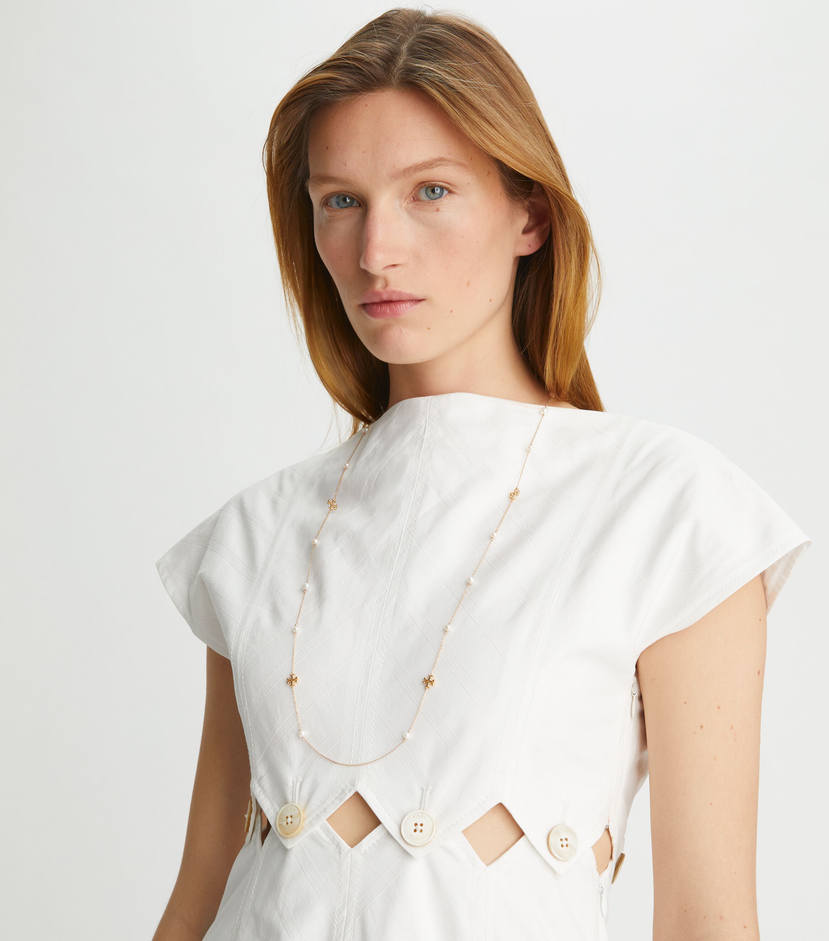 Kira Pearl Delicate Long Necklace Jewelry Watches Tory Burch