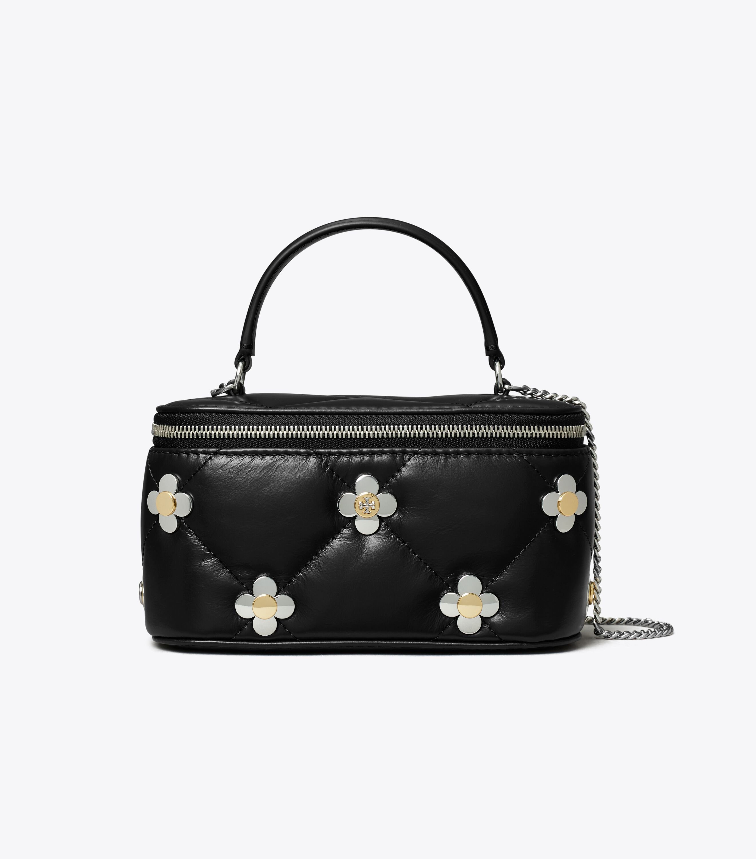 Kira Diamond Quilt Clover Vanity Case, Black | Tory Burch UAE