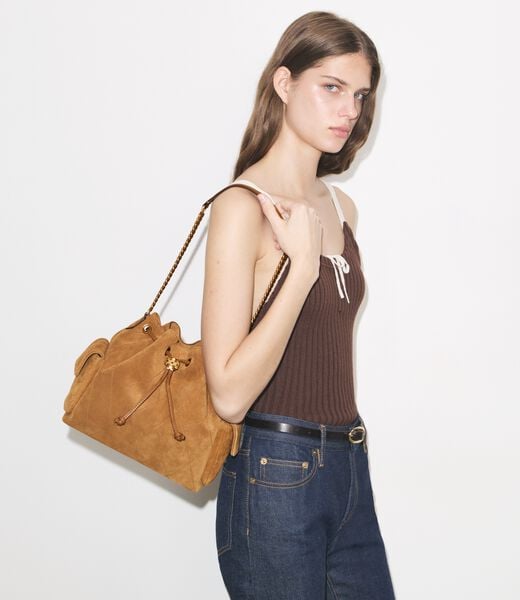 tory burch charlie quilted suede drawstring shoulder bag