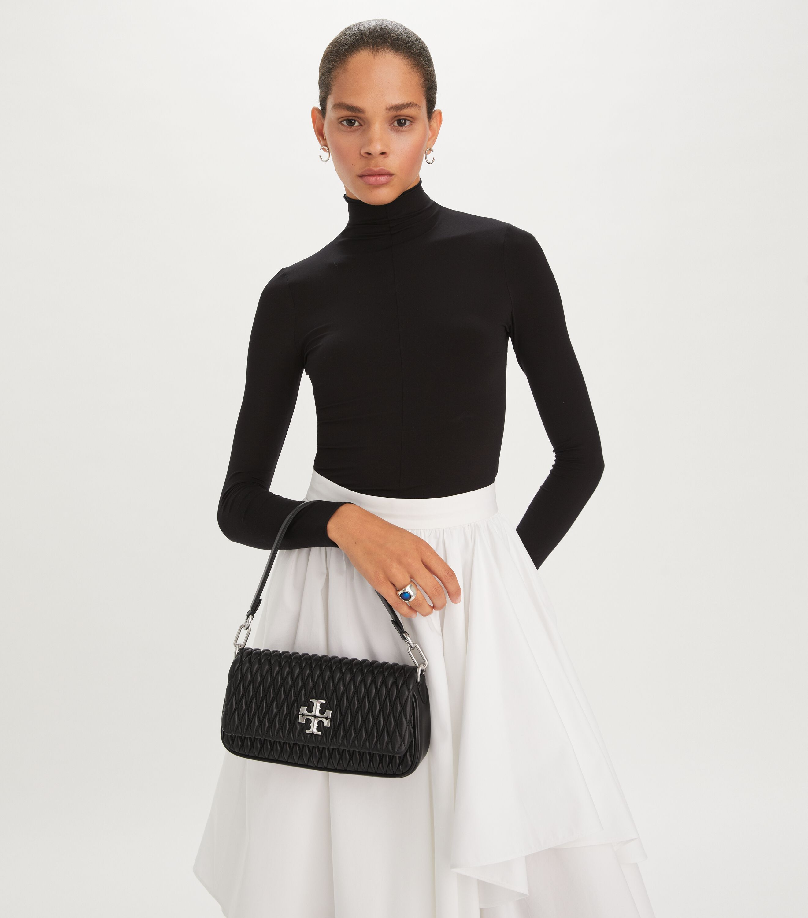 Small Kira Ruched Flap Shoulder Bag Handbags Tory Burch