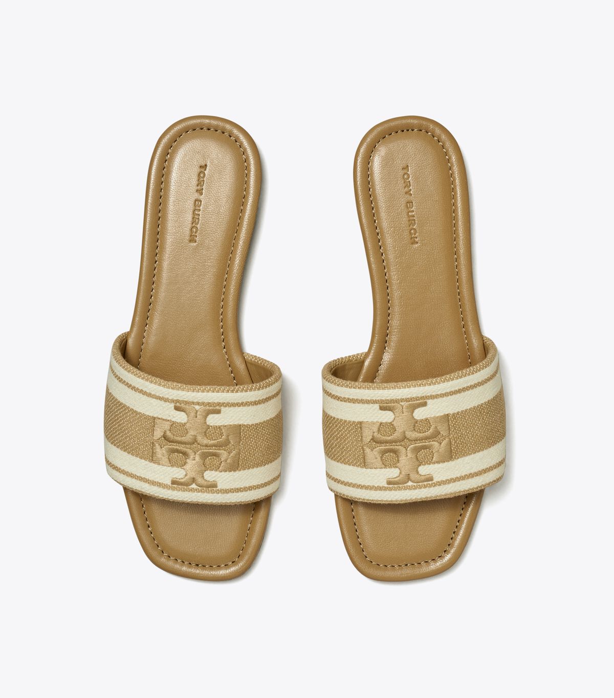 tory burch double t jacquard slide