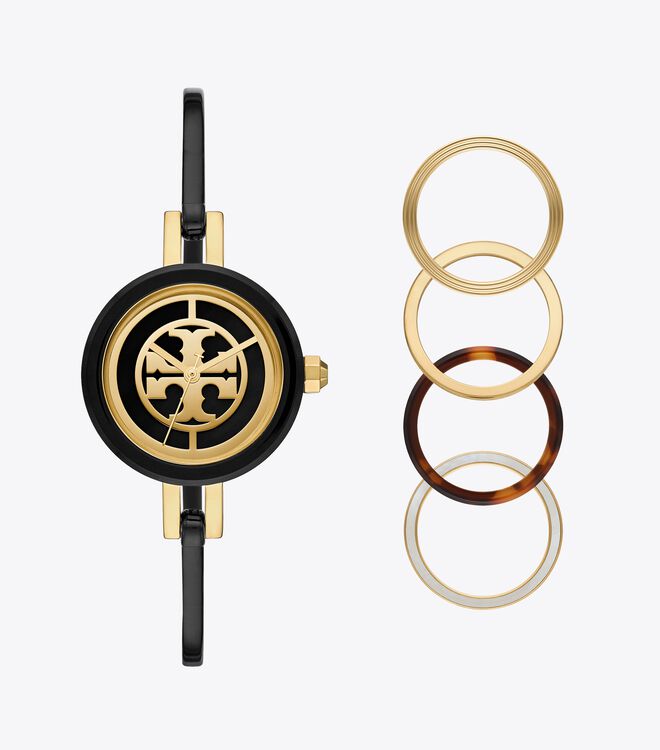 Reva Bangle Watch Gift Set, Black/Gold Stainless Steel/Multi-Color, 29 Mm |  Accessories | Tory Burch
