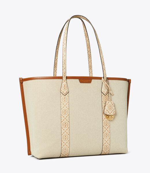 tory burch perry canvas triple compartment tote