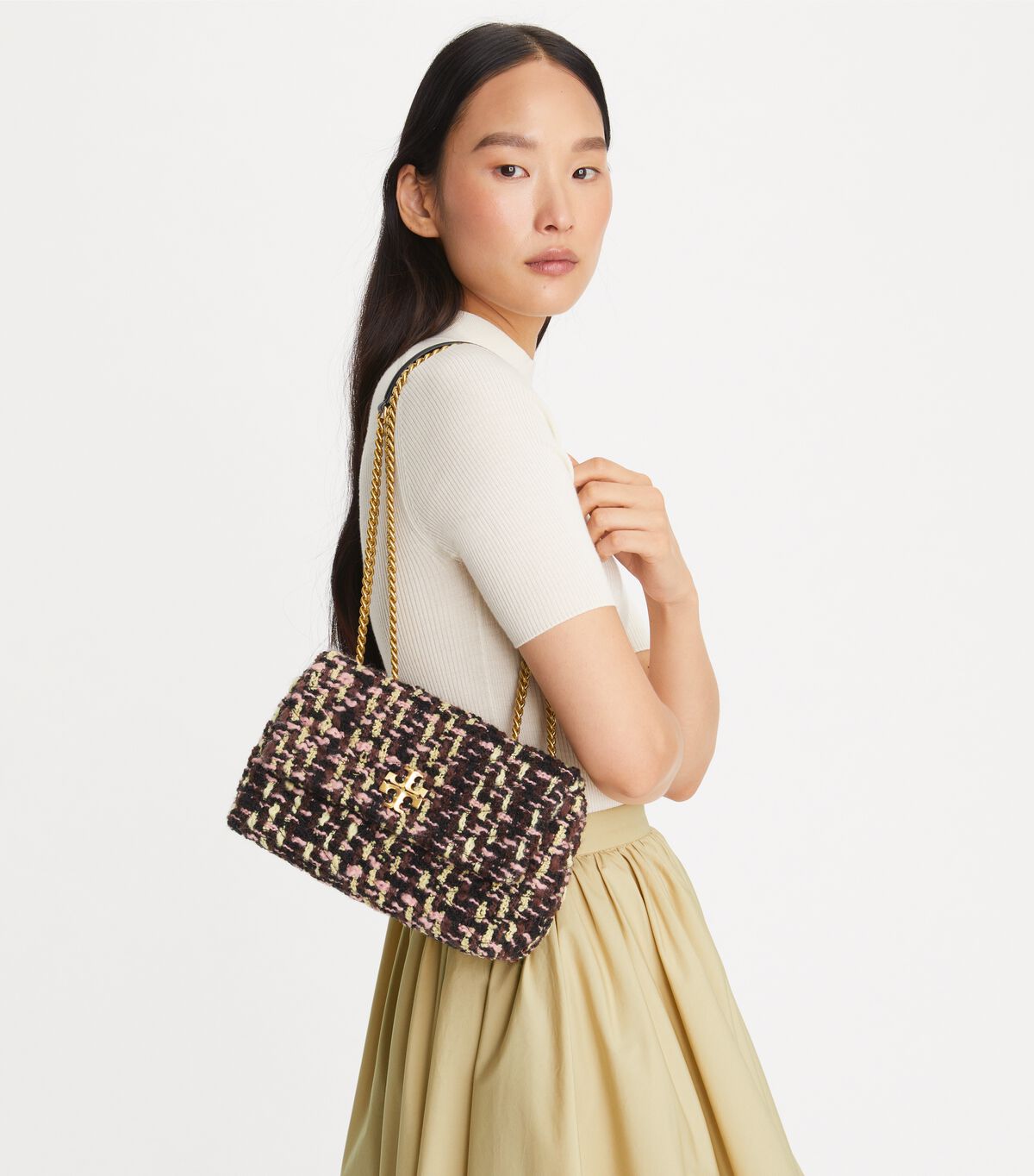 tory burch small kira tweed convertible shoulder bag