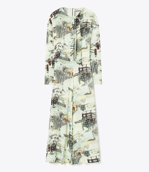 tory burch printed viscose bow dress