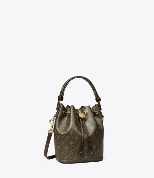 tory burch t monogram coated canvas mini bucket bag
