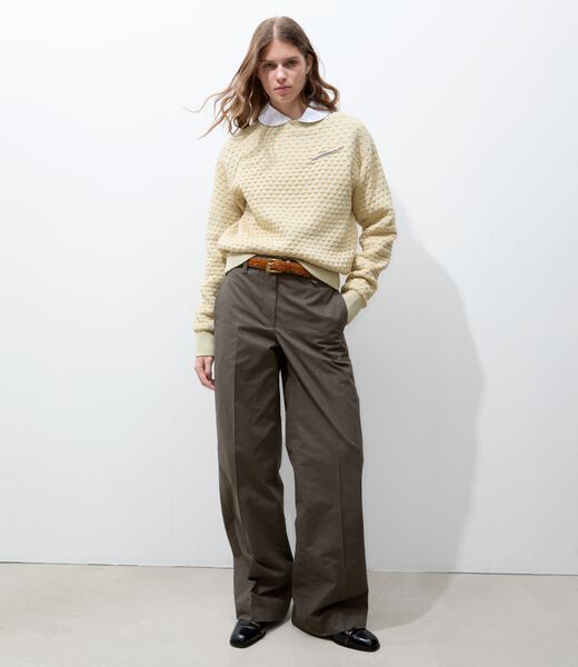 tory burch raffia embroidered wool sweater
