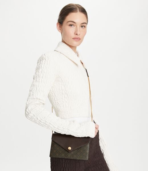 tory burch t monogram coated canvas envelope chain wallet