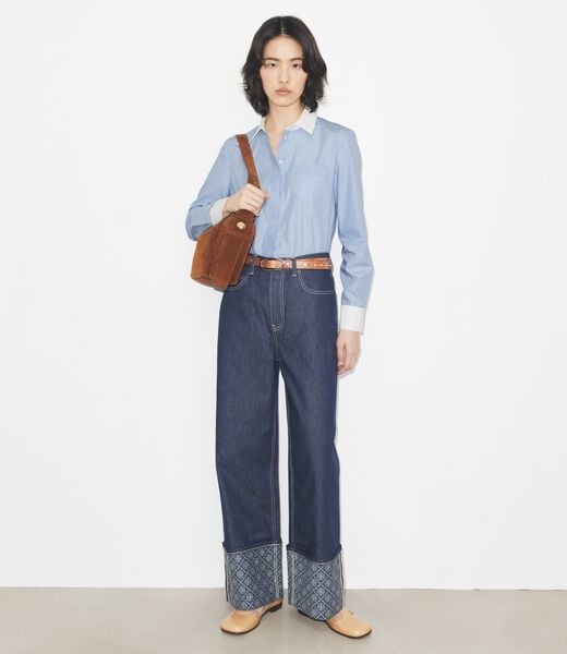 tory burch striped button down shirt