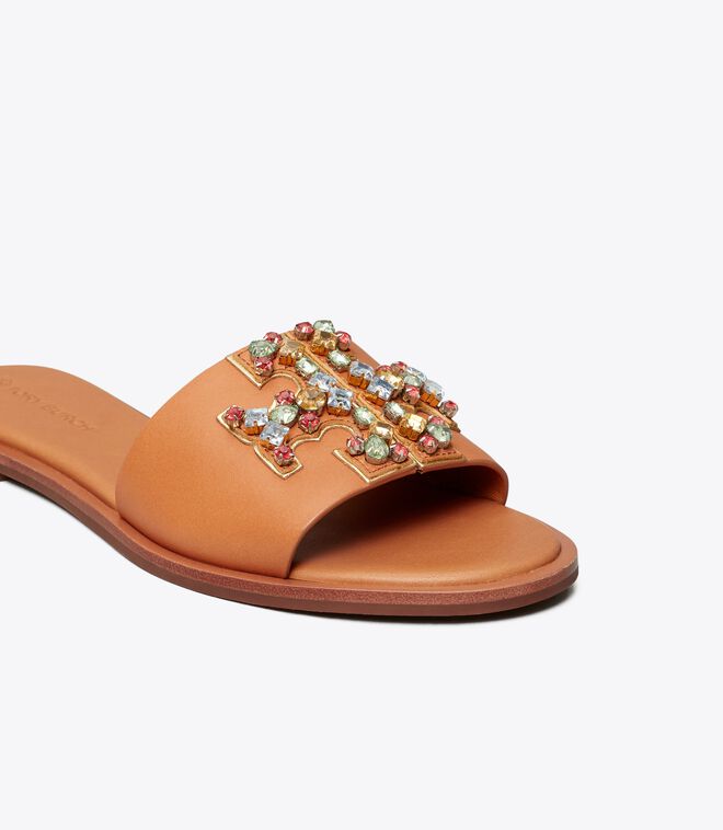 ines embellished leather slides