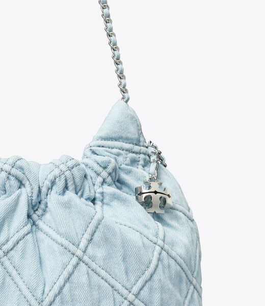 tory burch mini fleming soft denim hobo bag