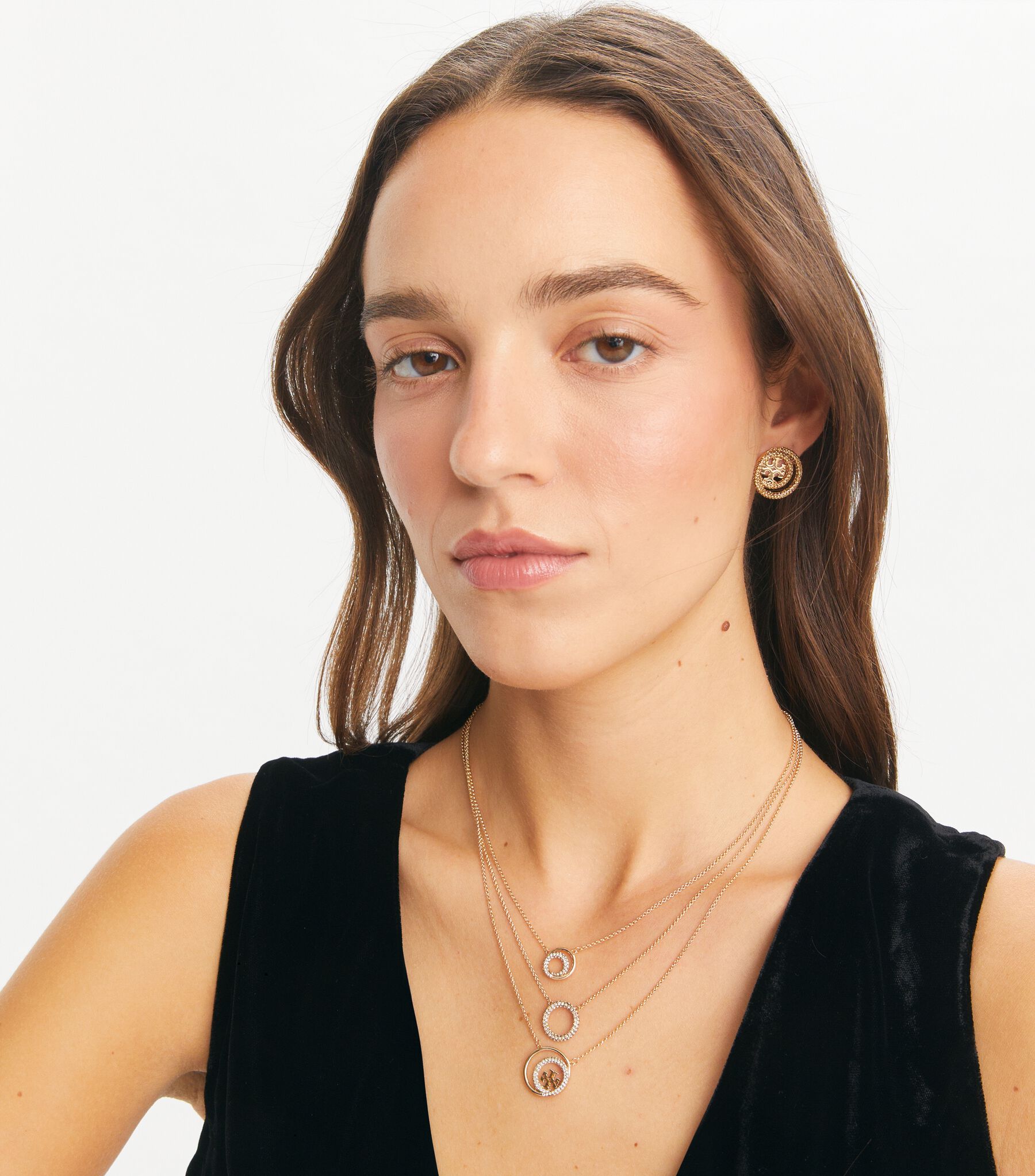 Miller Pave Layered Necklace, Tory Gold / Crystal | Tory Burch UAE