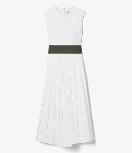 tory burch pleated poplin dress