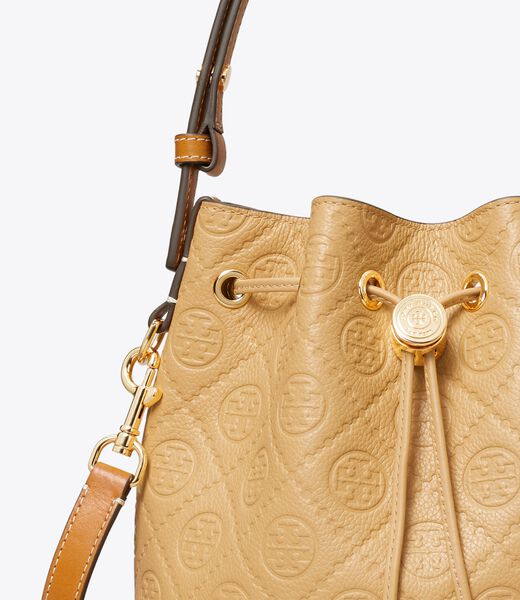 tory burch t monogram pebble bucket bag