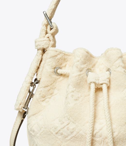 tory burch t monogram terry mini bucket bag