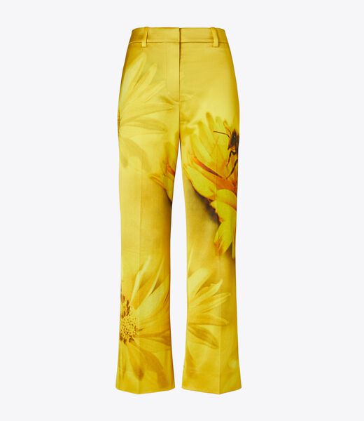 tory burch printed satin trouser