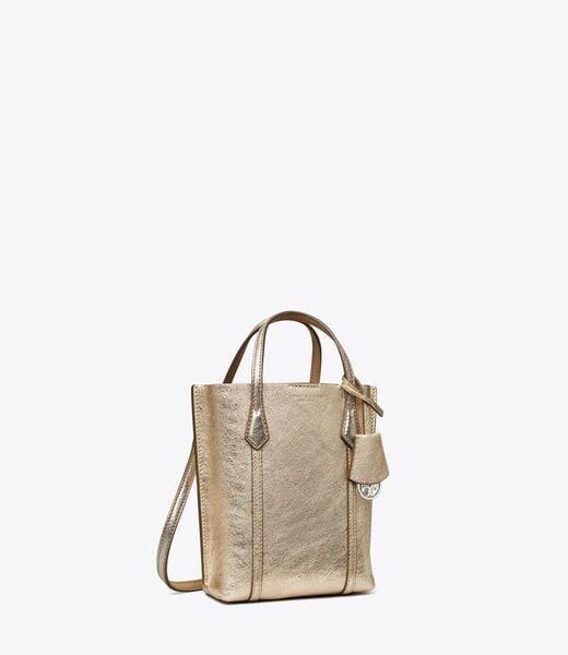 tory burch mini perry metallic tote