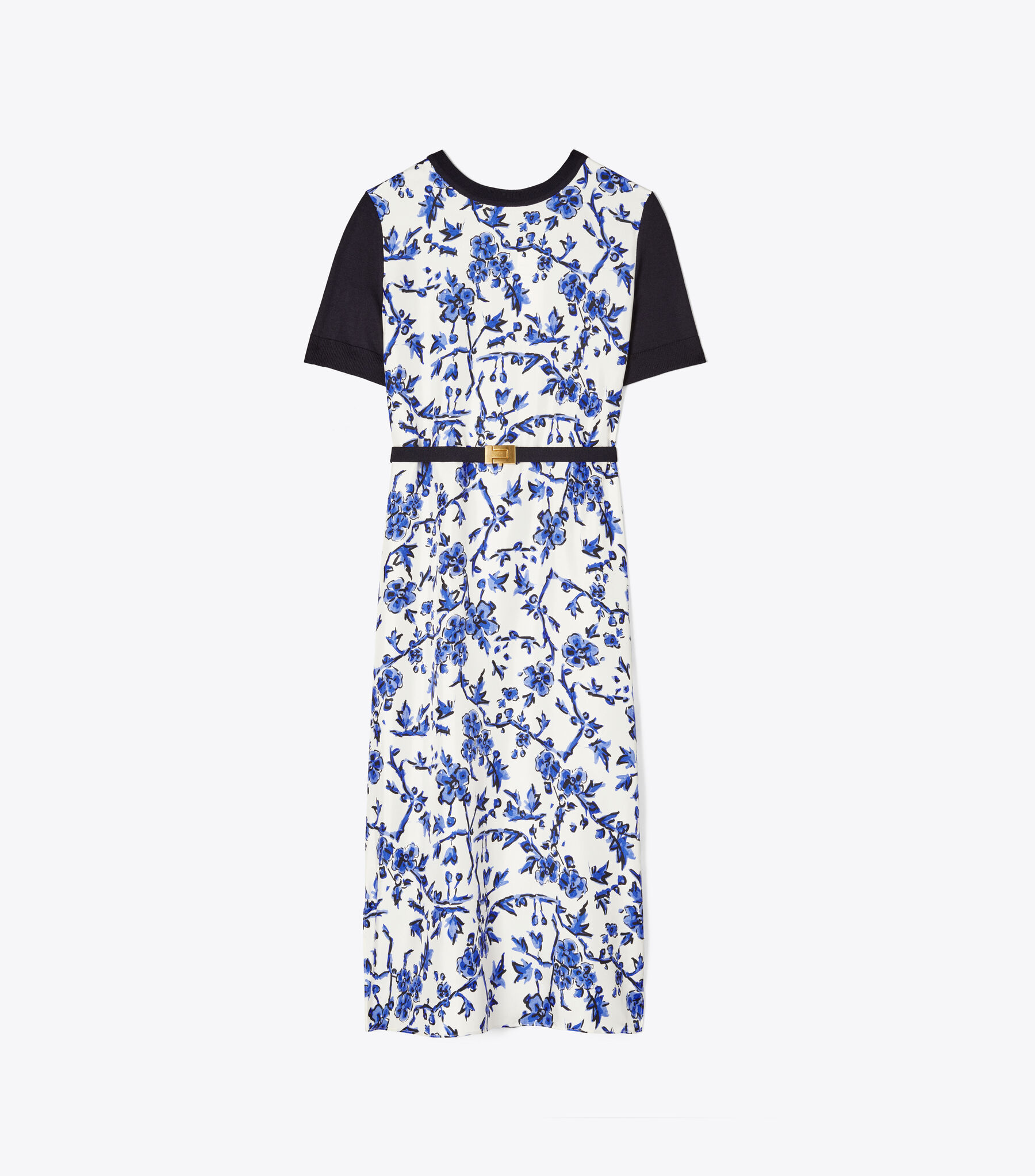 tory burch greer dress Greer Silk-Front Sweater Dress, Black / Black Warped Lace