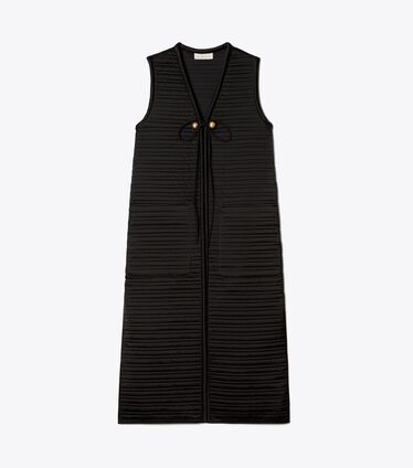 Long Quilted Satin Vest
