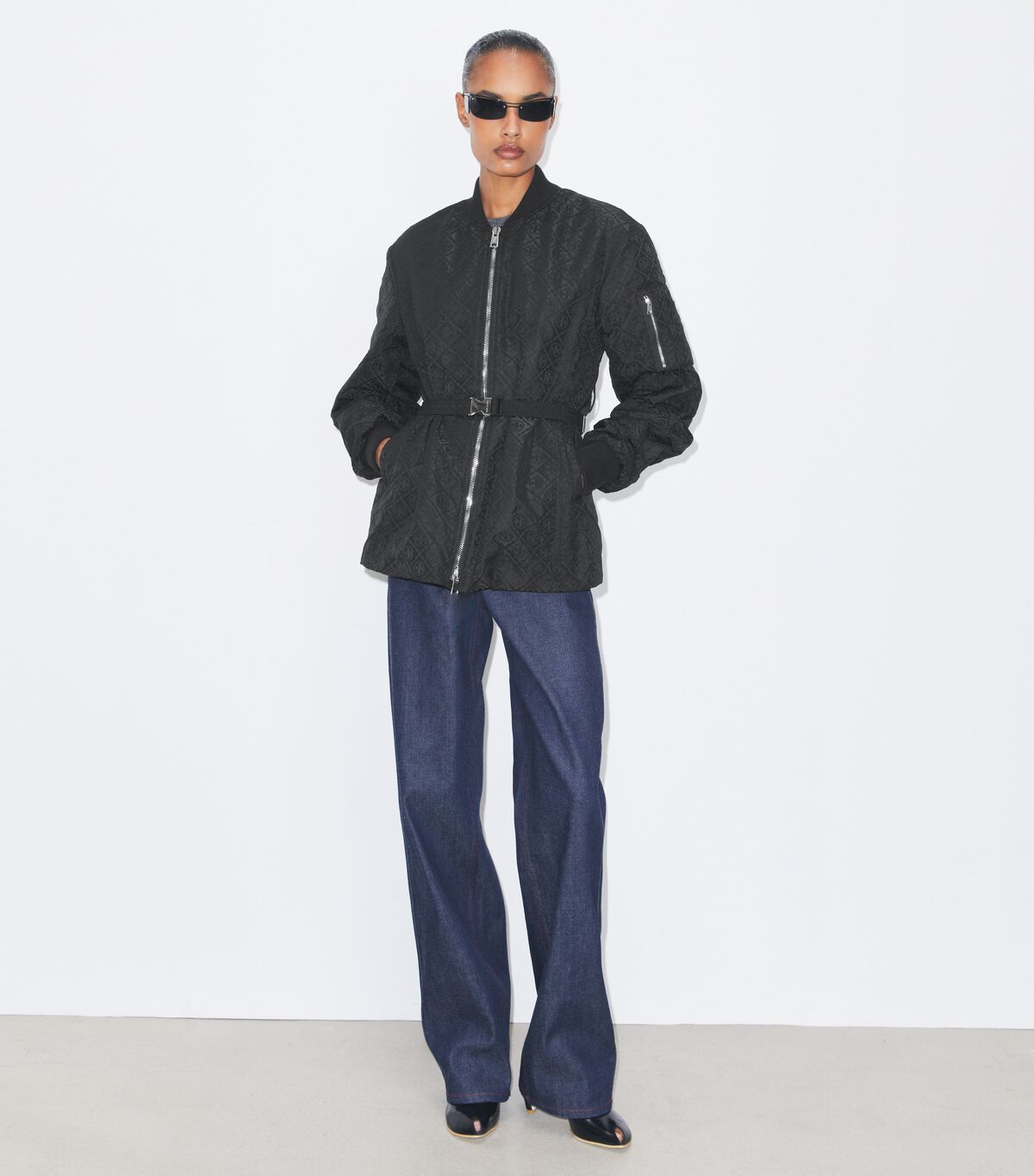 tory burch t monogram jacquard zip jacket