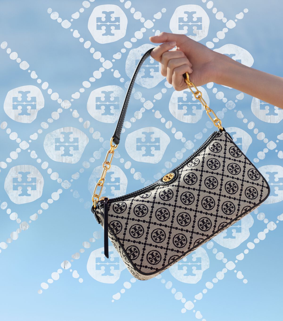tory burch t monogram jacquard studio bag