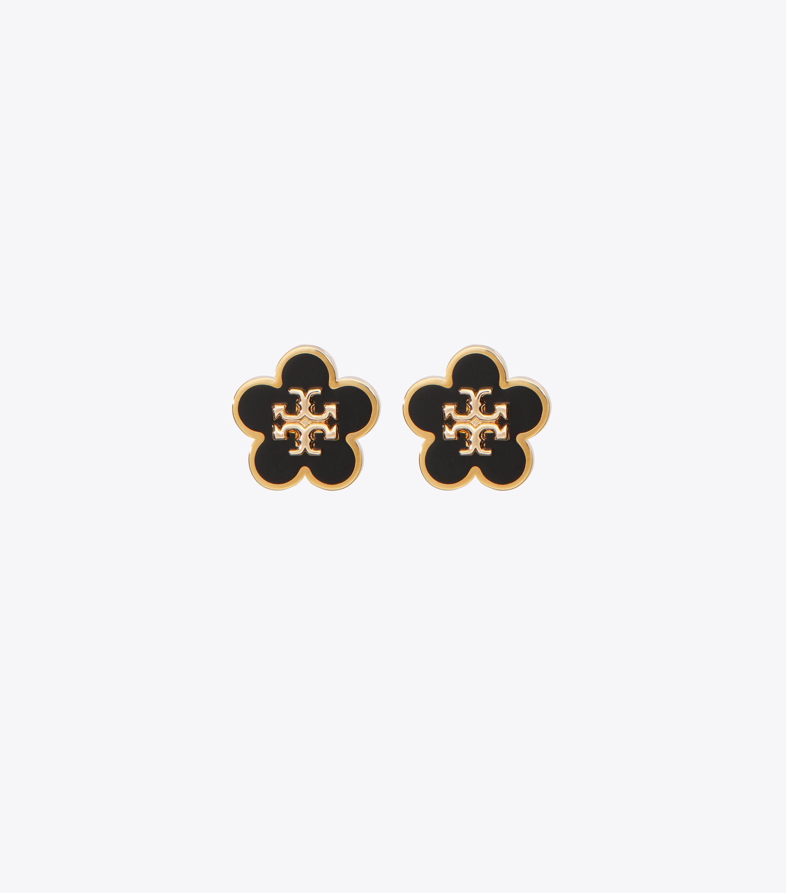 Kira Enamel Flower Stud Earring, Tory Gold / Black | Tory
