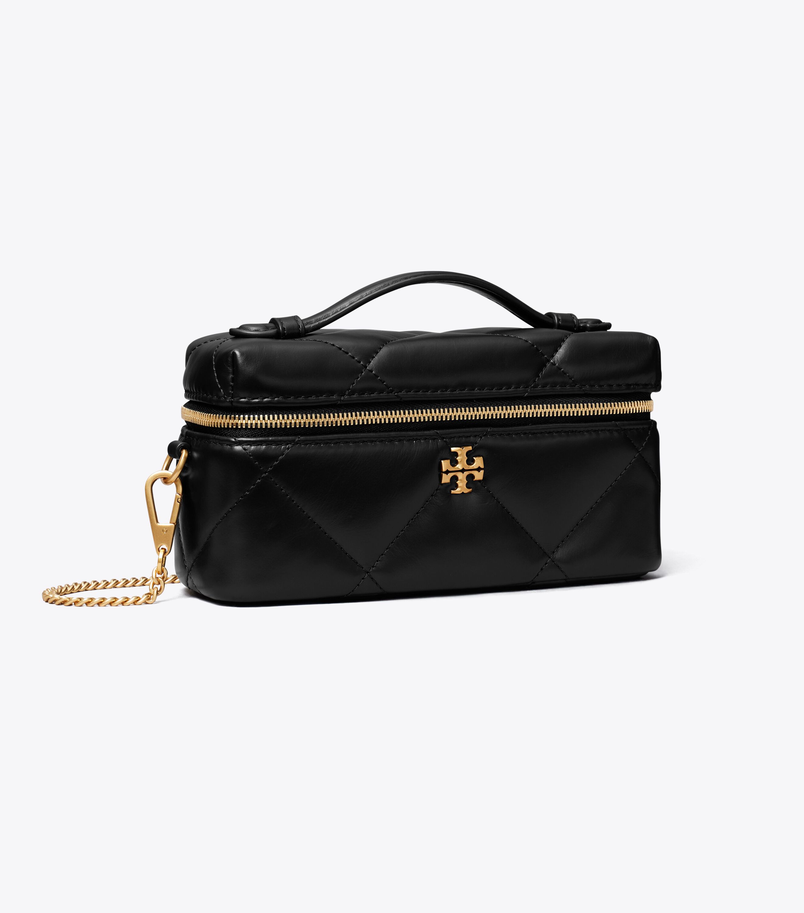 Kira Diamond Quilt Charm East-West Vanity Case, Black | Tory Burch UAE