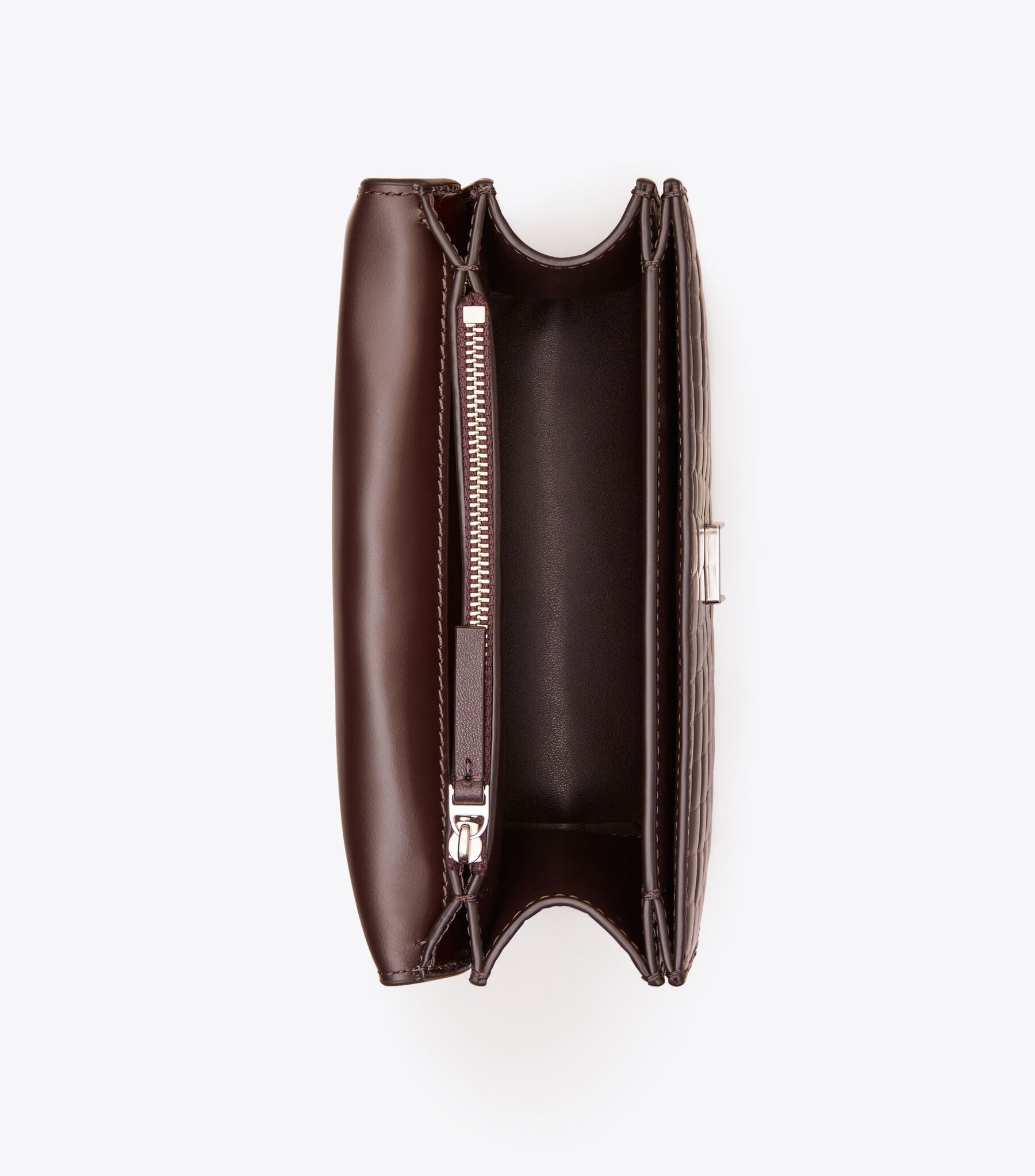 Small Eleanor Croc-Embossed Shoulder Bag, Deep Burgundy | Tory 