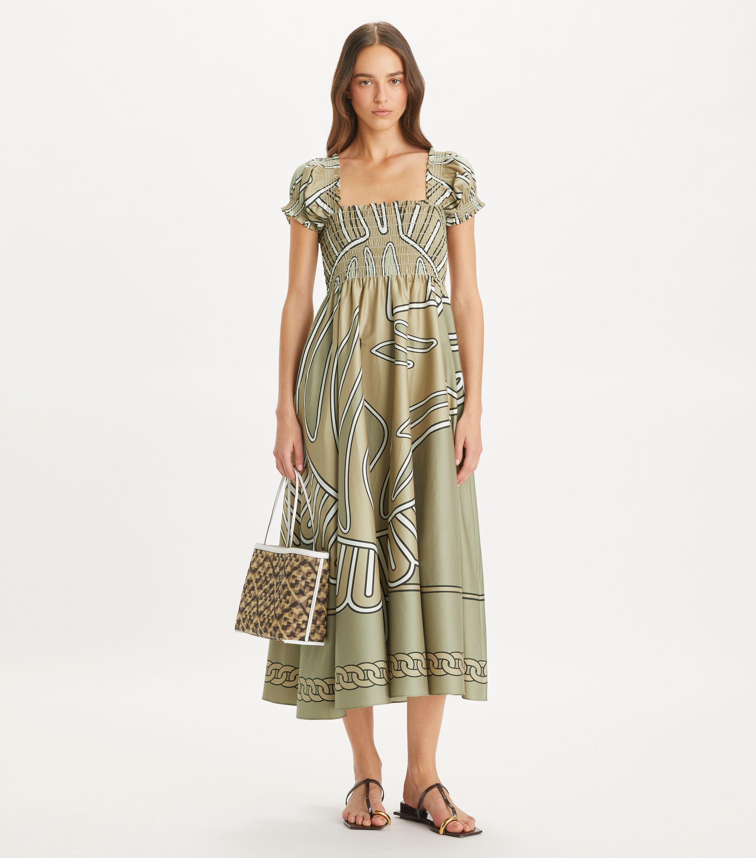 【TORY BURCH】スモックコットンワンピース ☆関税込☆ TORY BURCH プリント スモックコットンドレス