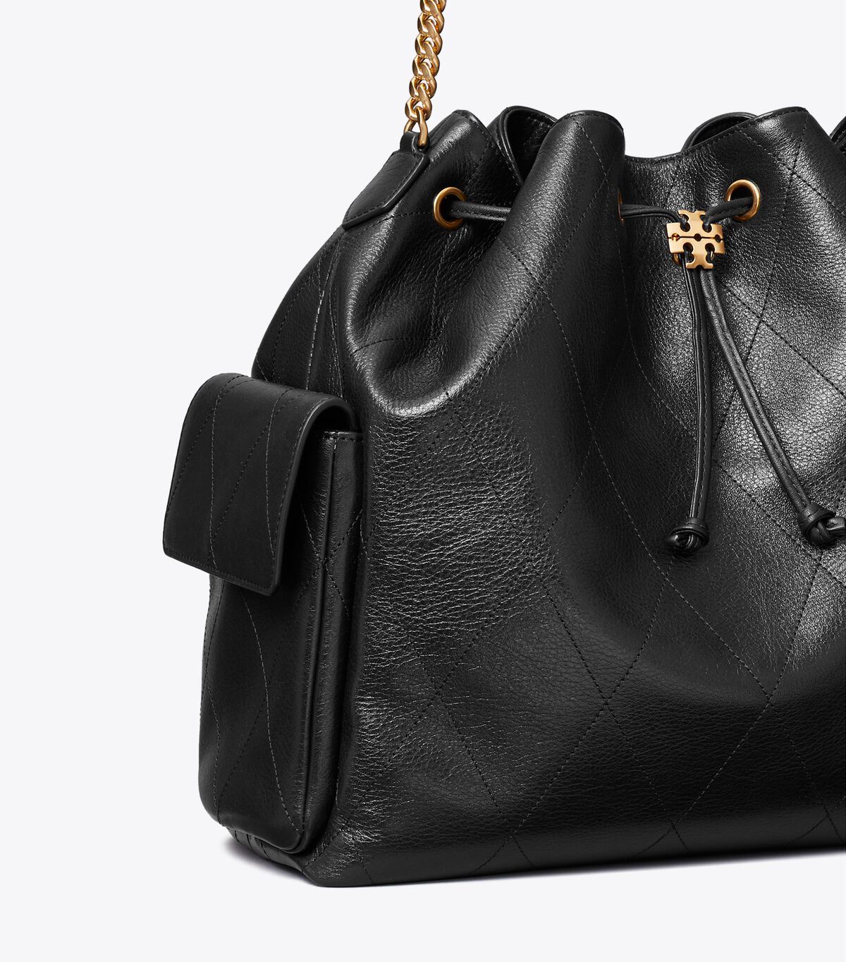 tory burch large charlie quilted drawstring shoulder bag