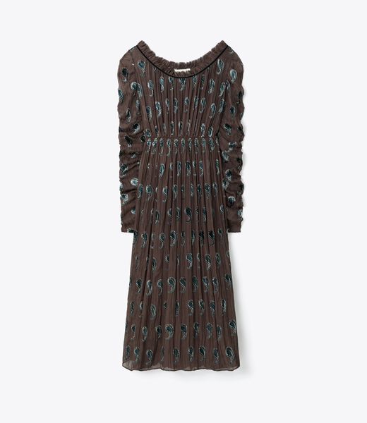tory burch ruched velvet dress