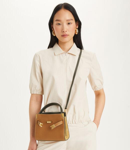 tory burch petite lee radziwill pebbled double bag