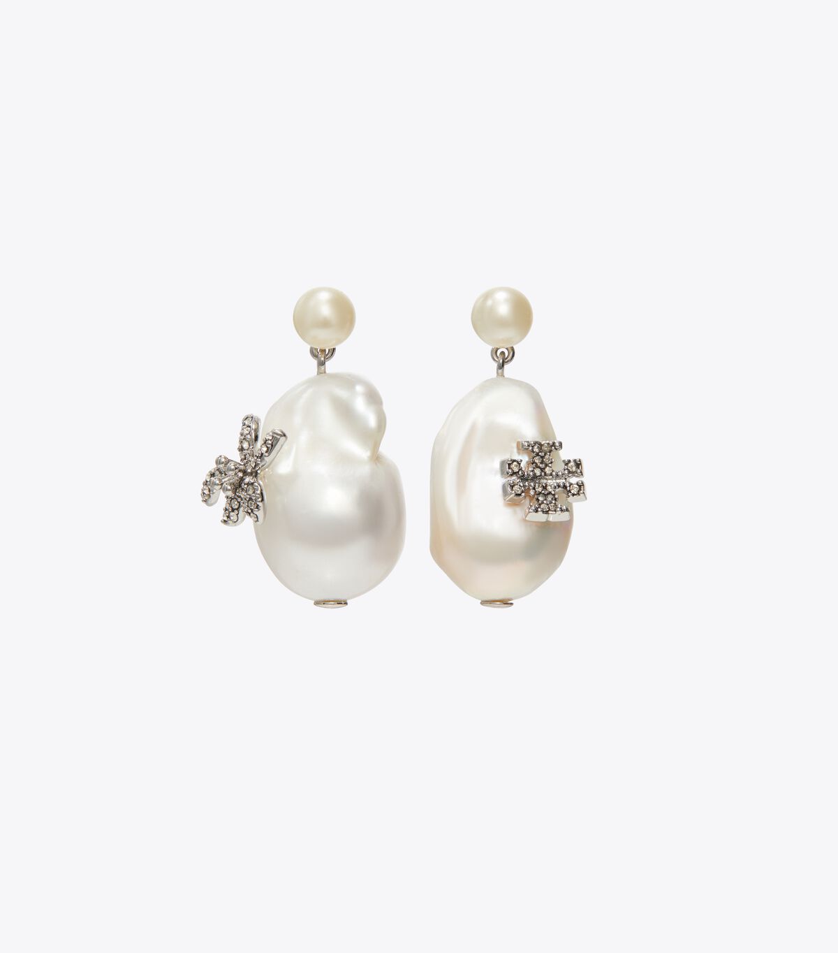 tory burch moondance pearl and flower drop earrings